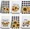 6PCS Sunflower Kitchen Towels – Buffalo Plaid Summer Dish Towels, Ultra Absorbent Black & White Hand Towels for Kitchen, Bathroom & Housewarming Gift Set